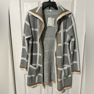 89th Madison open front gray white cardigan size S